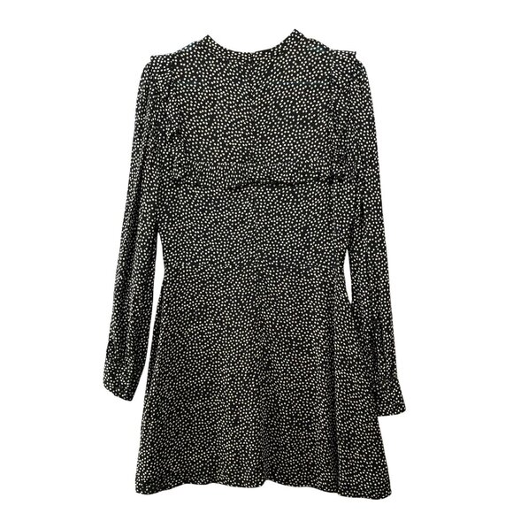 Reformation Dresses & Skirts - Reformation Long Sleeve Ditzy Floral Mini Dress Size 8 Black White Ruffle Bib